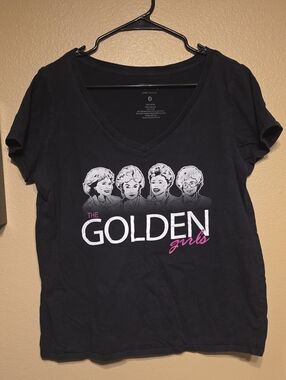 The Golden Girls Black V-Neck Graphic Tee by ABC Studios